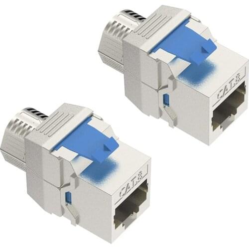 2 Pcs Keystone Module CAT 8 Jack Shielded RJ45 Socket Tool-Free Fully Shielded STP Compatible with CAT7A CAT7 CAT6A