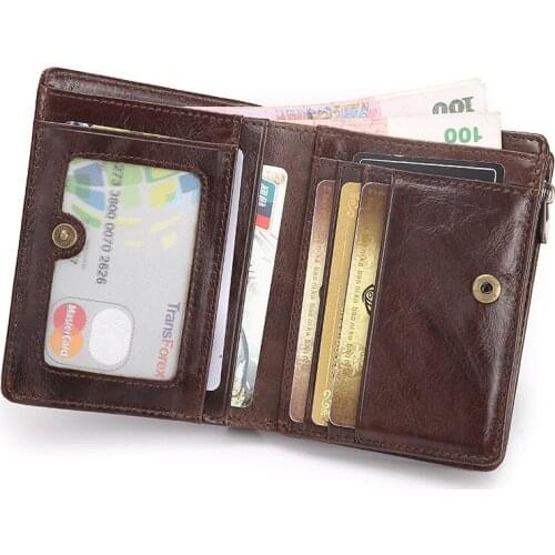 Men Passport Cover Pouch Short Mini Wallet Business Card Holders Male Coin Purse Men Wallets Genuine Leather Clutch Wallet
