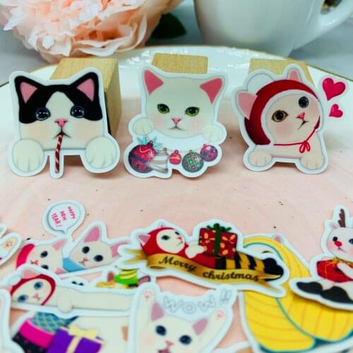 40 pcs Christmas cat birthday sticker for kid homemade book stickers on laptop / decorative scrapbooking
