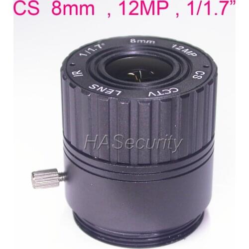 8mm CS , 12MP 1/1.7" F1.8 LENs for CCTV IP camera PCB board module installation assembly