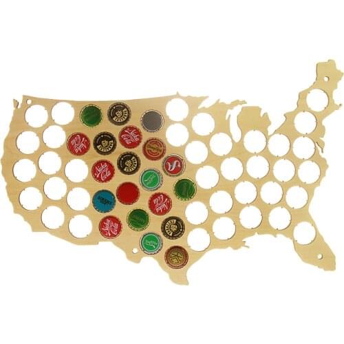 USA Patriotic Wooden Beer Cap Maps Beer Bottle Caps Map of USA Display Board Decorative Board Wall Art Decor For Cap Collectors