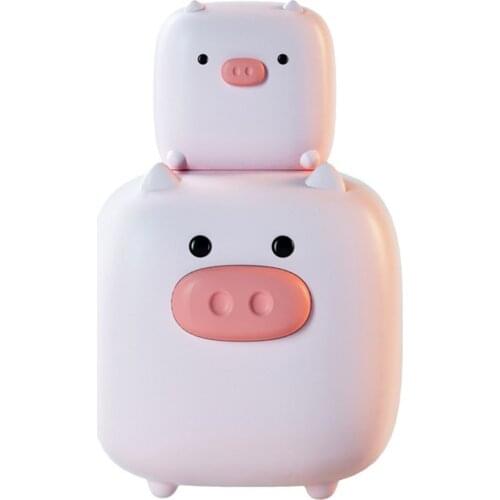 Practical USB Cartoon Silicone Pig Touch Night Light Alarm Clock With Temperature Button Version Alarm Clock