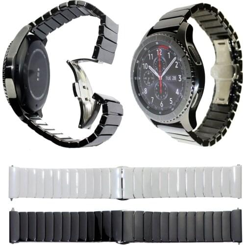 22mm Ceramic Watch Band for Samsung Gear S3 Frontier Strap Butterfly Buckle Wristband for Gear S3 Classic Smart Watch Bracelet