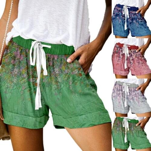 Women Shorts Floral Print Wide Leg Summer Drawstring Pocket Shorts for Party Women Shorts Wide Leg Summer Shorts