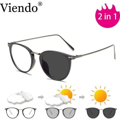 Cat Eye Anti Blue Ray Photochromic Eyeglasses Women Men BlockIng Radiation Metal Frame Auto Color Changing Anti UV400 Sunglasses