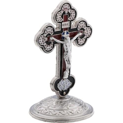 Alloy Crucifix Jesus Christ Cross Statue Figurine Perfect Collecting for Car Home Chapel Decor