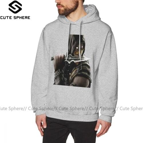 Mortal Kombat Hoodie Scorpion Mortal Kombat X Hoodies Grey Long Pullover Hoodie Winter Cotton Male Streetwear Fashion Hoodies