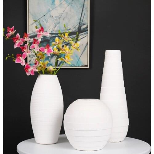 Stair Pattern Pure White Tabletop Vases Ornaments Versatile Crafts 2020 Jingdezhen Ceramic Vase Combination Decoration Home