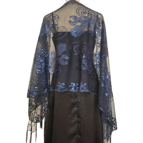 Cross-Border Hot Sequined Embroidered Tassel Shawl Evening Dress Party Dinner Shawl Female Bride Cheongsam Shawl