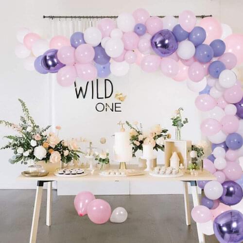 Pink Purple White Balloons Garland Arch Kit 4D Aluminum Film Pearly Purple Foil Balloons Globos Baby Shower Birthday Party Decor