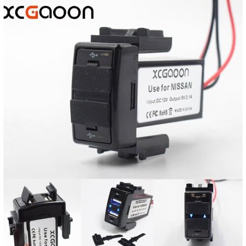 XCGaoon 5 piece / lot Special 5V 2.1A 2 USB Interface Socket Car Charger Adapter for NISSAN, DC-DC Power Inverter Converter