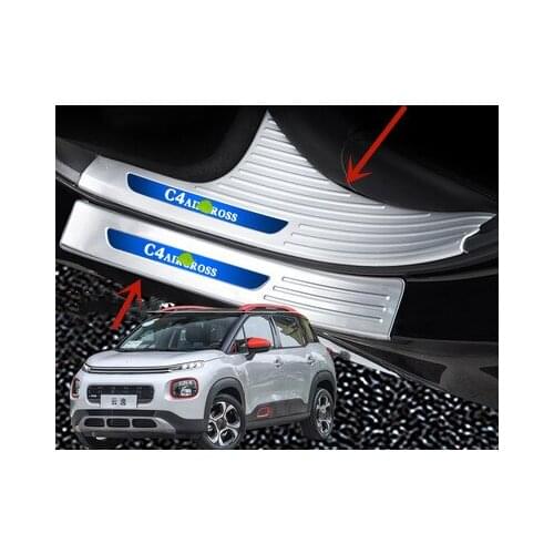 Stainless steel Threshold guard plate Trunk Threshold guard plate anti-scratch car accessories For Citroen C4 AIRCROSS 2018-2019