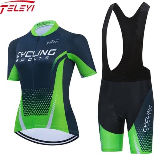 Women Cycling Clothes 2021 Summer Bike Dress Bib Kit Short Sleeve Bicycle Clothing Set Female Sporting Jersey MTB Mallot Suit
