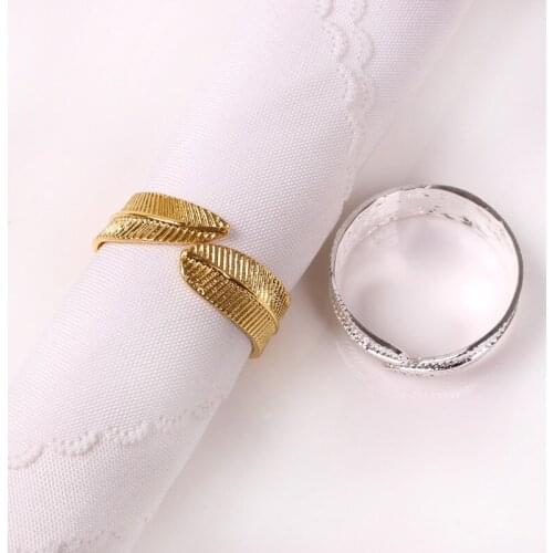 12Pcs/Lot Modern Alloy Leaf Shape Napkin Rings Hotel Dining Table Napkin Buckle Restaurant Towel Holder Wedding Party Decor