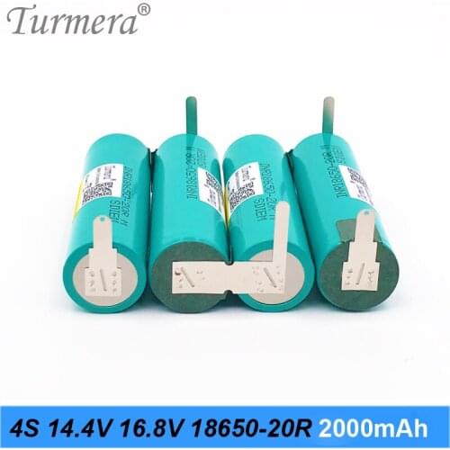 14.4V 16.8V INR18650-20RM 4S1P 4000mAh 20A Battery Soldering Battery for 16.8V Screwdriver Shrika and Vacuum Cleaner Use Turmera