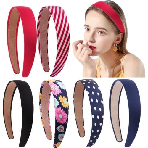 2pcs 3CM Wide Satin Covered Headband for Women Solid Hair DIY Hair Hoop Black Silk Ati-slip Hair Bands Hair Accessories