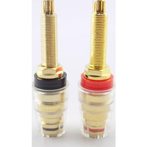 2pcs Brass Long Binding Post Connector Audio Speaker Amplifier Audio Adapter for 4mm Banana Plug Terminal Connectors H10