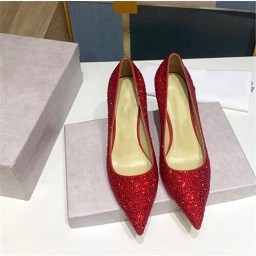 2021 New Fashion Womens Pumps Plus Size 33-42 Genuine Leather Shoes Luxury Brand Designer Pumps Hot Sell Pointed Toe High Heels