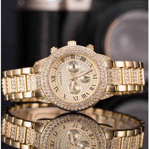 2021 Gold Watch Women Luxury Brand New Geneva Ladies Quartz-Watch Full Stainless Steel Gifts For Girl Rhinestone Wrist Watches