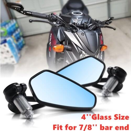 4''Glass Aluminum Motorcycle Handlebar Rear View Mirrors Anti-glare Mirror fit 7/8'' bar end for Honda Yamaha Suzuki Scooter ktm