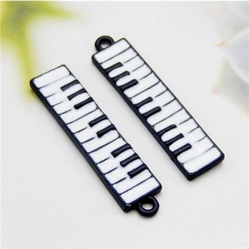 Julie Wang 8PCS Enamel Piano Charms Electronic Organ Keyboard Pendants Alloy Necklace Bracelet Jewelry Making Accessory