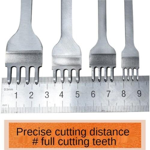 White Steel 3/4/5/6mm 1/2/4/6 Prong Punch DIY Hand Chisel Graving Stitching Chisel Set Leather Craft Kits Hole Punches Tools
