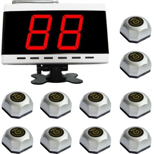 SINGCALL Wireless Calling System for Video Service,Bath, 10pcs APE560 Silver Bells and 1pc APE9000 White Display Panel Receiver