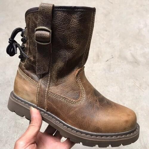 Genuine Leather Winter Boots Women Keep Warm Waterproof Martin Boots Vintage Punky Style Couple Outdoor Knight Boots Shoes