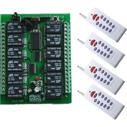 DC 12V 24V 12CH RF Wireless Remote Control Switch System,315/433 MHz Transmitter and Receiver can use door windows