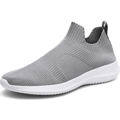 Large Size Breathable Slip-on Sneakers Socks Men Sports Shoes Sport Boys Running Shoes Man Gray Knit Trainers Tennis GME-1526