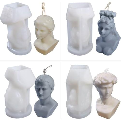 DIY Resin Candle Mold Western Male Female Upper body Portrait Silicone Mould Scented Candle Soap Making Concrete Cement Wax Mold