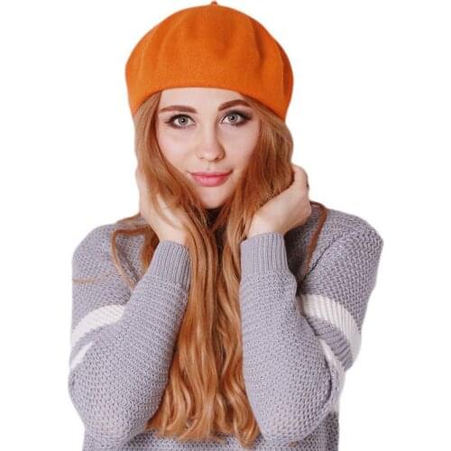 Autumn&Winter Women Soft Warm Classic Beret Felt French Artist Beanies Tam Baggy Hats Ski Caps Boina Feminina