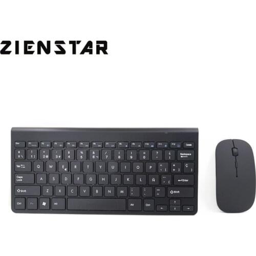 Zienstar Spanish Slim 2.4G Wireless Keyboard Mouse Combo for MACBOOK LAPTOP TV BOX Computer PC Smart TV with USB Receiver