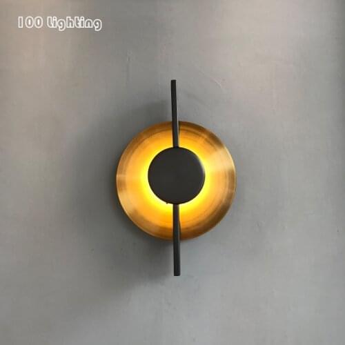 Nordic Round Golden Metal LED Wall lamp Foyer Aisle Room Wall Lights Warm light 90-260V Loft Wall Sconce Minimalist Decoration