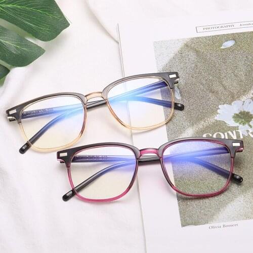 Square Glasses Frame Men Women Anti Blue Light Eye glasses Frames Rivet Myopia Computer Glasses Male Female Clear Glasses