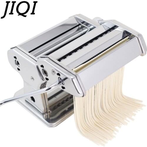 JIQI Manual noodles machine Stainless Steel Hand Crank 2 Blades Pasta Making Machine Hand Operated Spaghetti Pasta Cutter Noodle