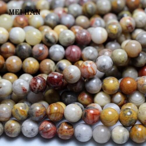 Meihan Wholesale (92 beads/set/76g) natural 8mm crazy agatee smooth round loose beads for jewelry making design diy bracelet