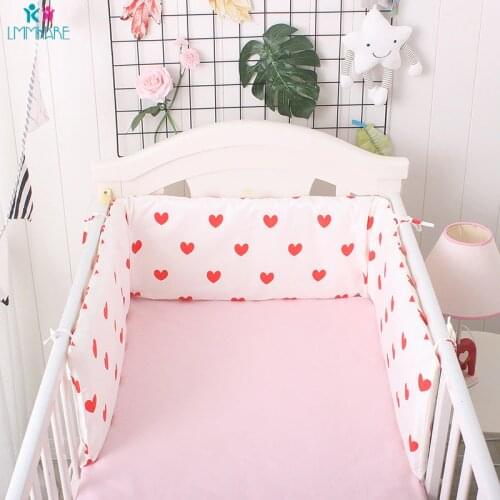 Cute Breathable Cartoon Baby Crib Bumpers Heart Crib Bed Bumpers Newborns Cot Protector Cotton Pad for Baby Room