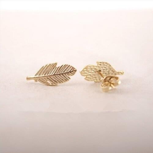 Fashion A leaf stud earrings Gold-color/silver plated/rose Gold-color earrings