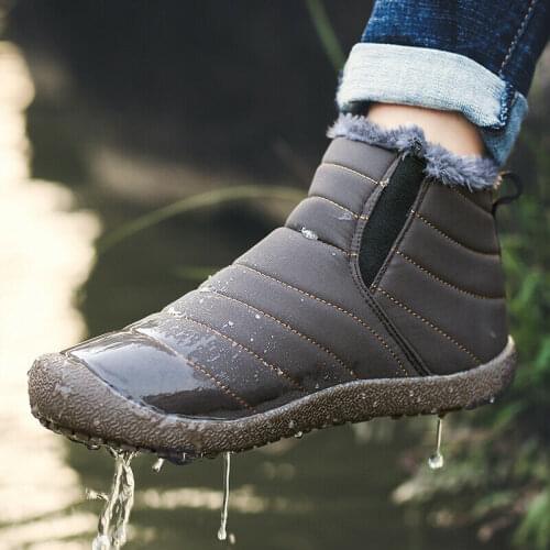 Mens Womens Outdoor Keep Warm Plus Velvet Comfot High Top Waterproof Solid Winter Mesh (Air Mesh) Round Toe Shoes Boots