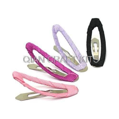 Set of 50pcs assorted colors Ribbon Wrapped Oval Sanp Clip-Baby Toddler Girl Hair Sanp Clip 50mm