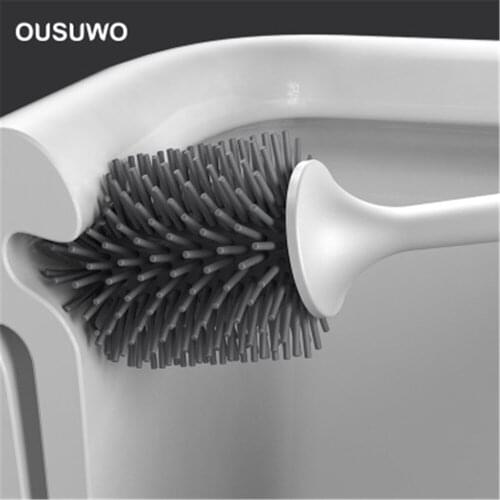 Silicone Toilet Brush With Leak Proof Quick Drying Holder Set Floor-Standing Flexible Cleaning Toilet Brush Bathroom WC Acces