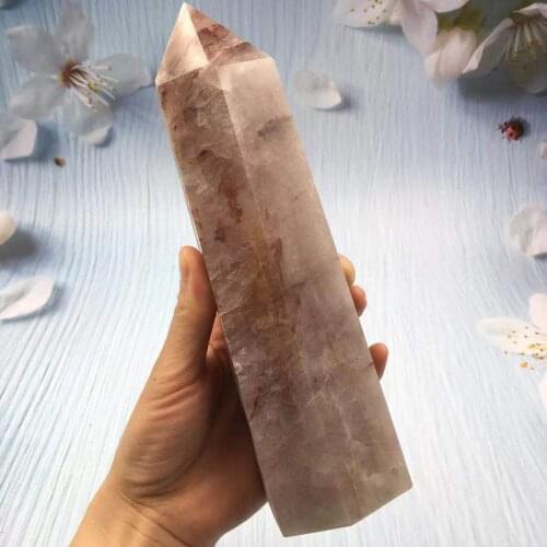 Natural Red Gel Flower Crystal Tower Reiki Healing Home Decoration Room Decoration Gift Mace