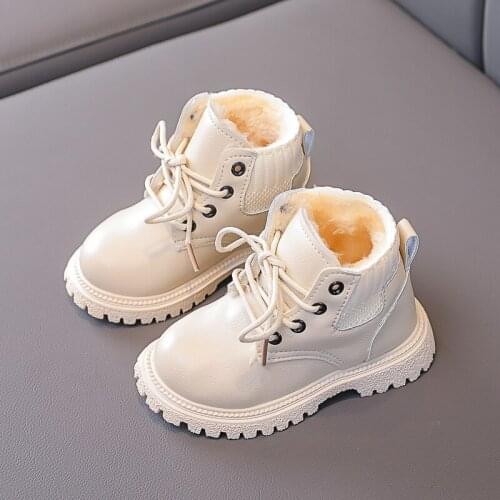 New Childrens Cotton Shoes Winter Fashion Boys Warm Martin Boots Lace Up Girls Snow Boots Waterproof Kids School Shoes G233