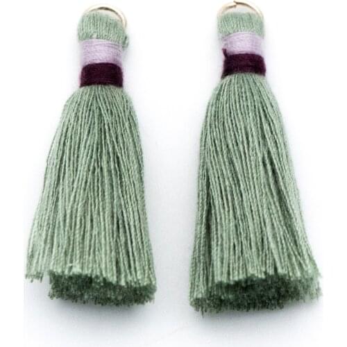 10pcs Cotton Tassel Wholesale, Tassel Charm Pendants 44mm, green (FB-033-4)