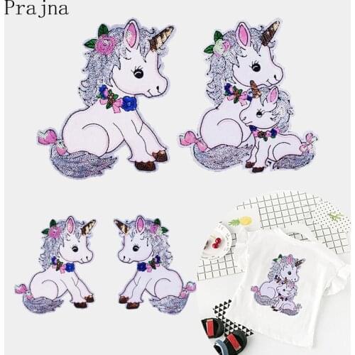 Prajna Unicorn Patch Sequins Patches On Clothes Cartoon Sew on Patches For Clothing Animal Patch Stripes For Clothes DIY Sticker