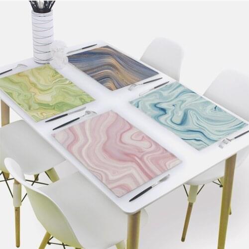 Wave Pattern Placemat for Dining Table Quicksand Style Drink Coasters 32x42cm Rectangle Coaster Tableware Mat Kitchen Decorat