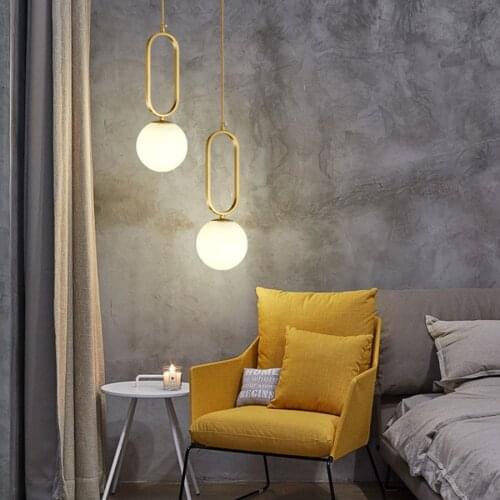 Postmodern LED Pendant Light Nordic Glass Iron Art Hanging Lighting Shop Cafe Bar Globe Ball Pendant Lamp Hotel Bedside Lights