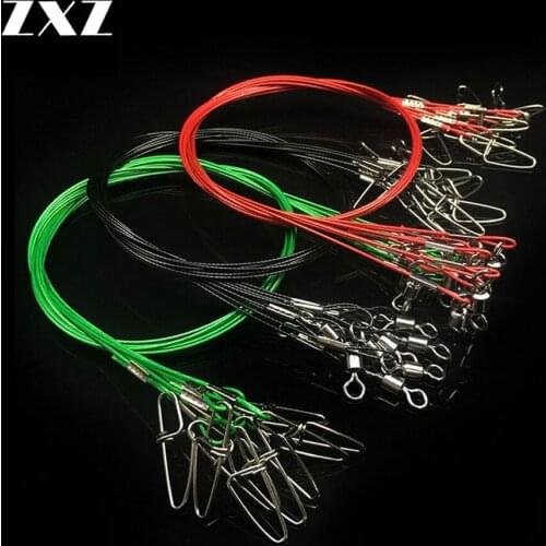 100PCS Fishing Steel Trace Wire Leader 50CM 150Lb Line with Spinner Snap Swivels Accessory Olta Lead Core Leash Leadcore Rolling