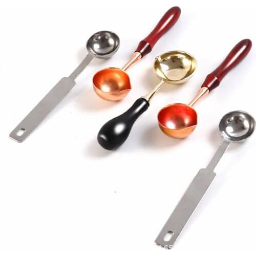 Professional Sealing Wax Spoon Wooden Handle Simple Metal Anti-rust Wax Melting Tool for Envelope DIY Stamping Tools Supplies